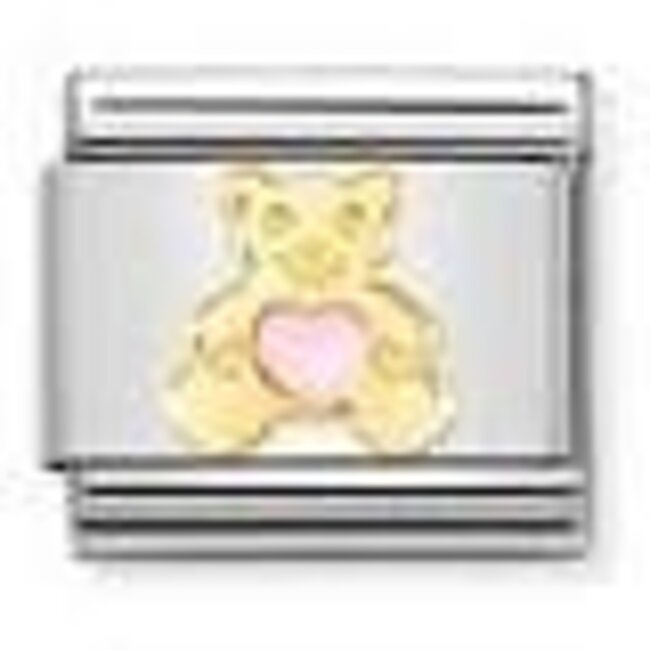 Nomination Nomination Schakel 030272-64 Composable Classic Staal 18k Geelgouden Gold Pink Bear