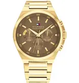 Tommy Hilfiger Tommy Hilfiger Heren Horloge Th1792090 Staal met Geelgouden Plating met Bruine Wijzerplaat Dexter 46mm