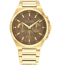 Tommy Hilfiger Tommy Hilfiger Heren Horloge Th1792090 Staal met Geelgouden Plating met Bruine Wijzerplaat Dexter 46mm