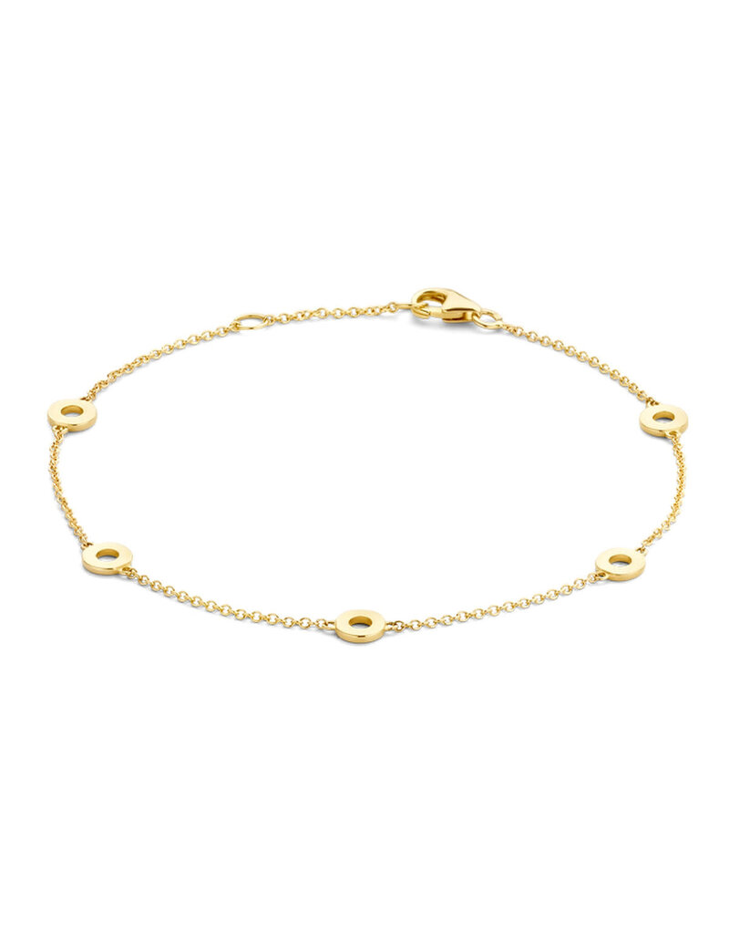 Blush Blush 2201YGO armband dames uin 14k geel goud met gouden open cirkels in lengte 18 cm