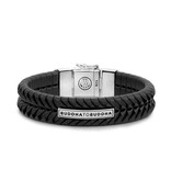 Buddha to Buddha Buddha to Buddha 161bl E+Komag  armband heren in zwart leer met 925 zilveren sluiting