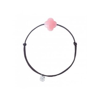 Morganne Bello Morganne Bello Armband 1015X67B116 Pink Opal Clover with Brown Cord