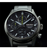 Seiko Seiko SSB419P1 horloge heren staal chronograaf met zwarte reliëf wijzerplaat uitgevoerd met saffier glas