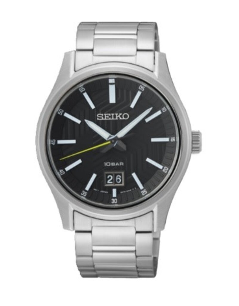 Seiko Seiko SUR535P1 horloge heren staal met Big Date, 100 meter waterdicht en Saffierglas