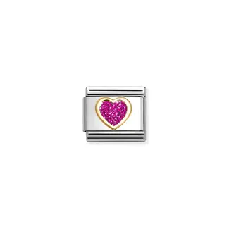 Nomination Nomination Schakel 030220-09 Composable Classic Staal met 18k Geelgouden Zetting en Rose Hart
