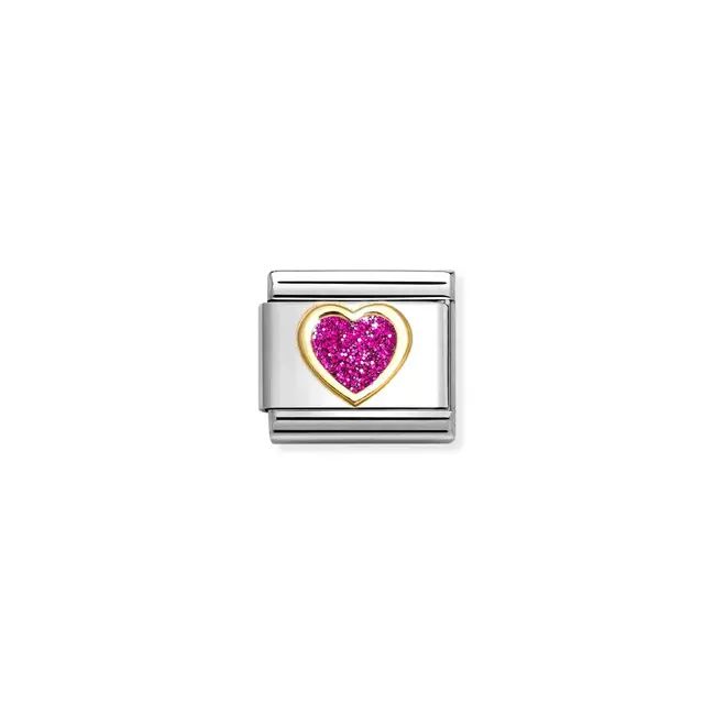 Nomination Nomination Schakel 030220-09 Composable Classic Staal met 18k Geelgouden Zetting en Rose Hart