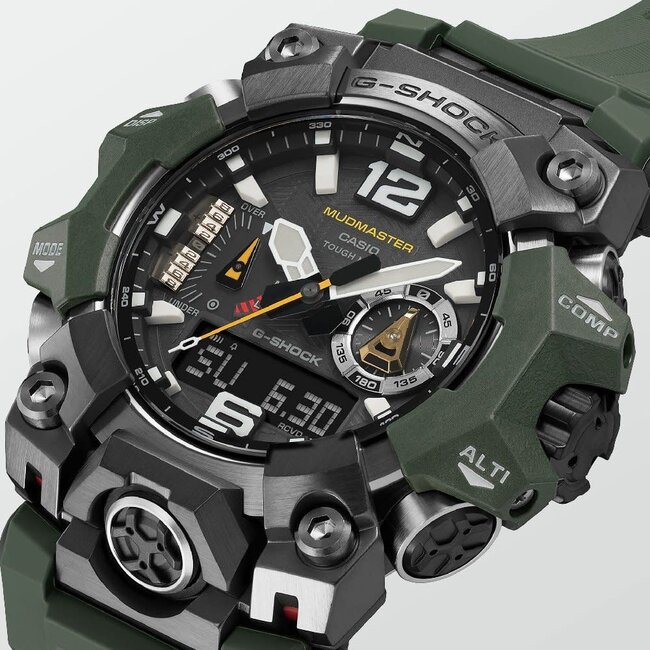 Casio G-Shock CASIO G-Shock GWG-B1000-3AER Mudmaster Solar Staal met Groene Horlogeband