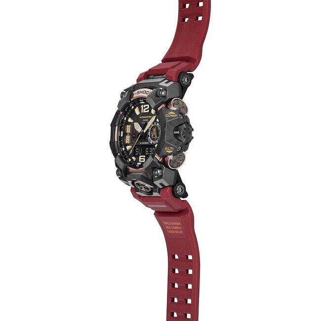 Casio G-Shock CASIO G-Shock GWG-B1000-1A4ER Mudmaster Solar Staal met Bordeauxrood Horlogeband