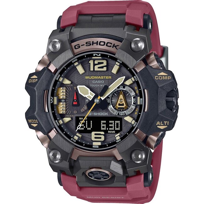 Casio G-Shock CASIO G-Shock GWG-B1000-1A4ER Mudmaster Solar Staal met Bordeauxrood Horlogeband