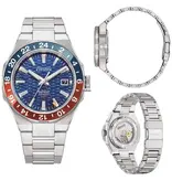 Citizen CITIZEN NB6030-59L GMT heren horloge staal met blauwe wijzerplaat met rood blauwe draai lunette