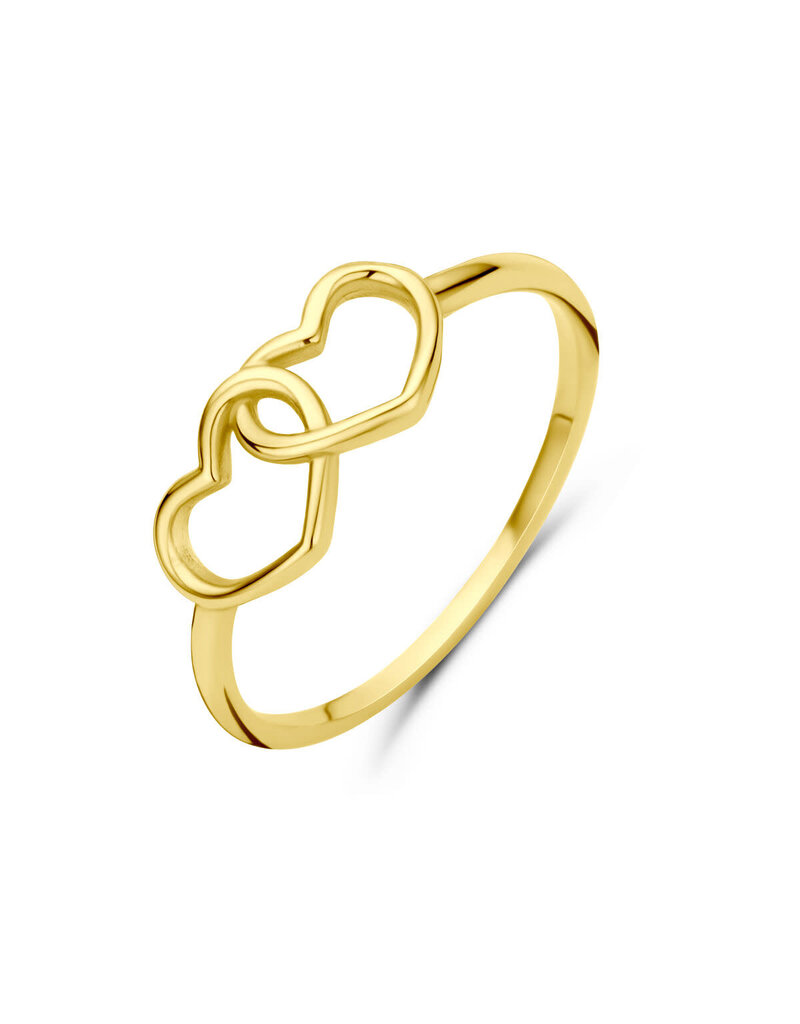 Blinckers Jewelry Huiscollectie BJ 40.29702 / 17.25 ring dames 14k goud met twee verbonden hartjes 17.25