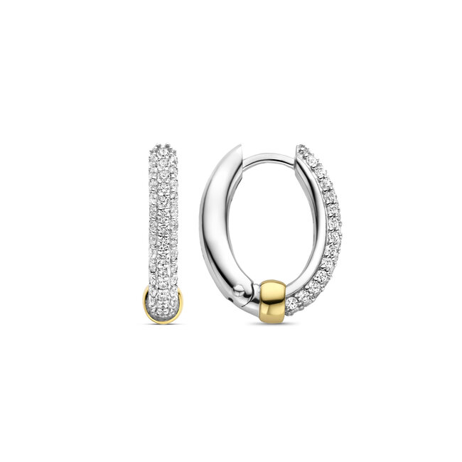 Ti Sento Milano Ti Sento oorbellen 7921ZY oorringen ingezet met zirkonia’s en verguld middenstuk