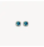 Blush Blush Oorbellen 7629YDL 14k Geelgoud 2x 0,05crt G SI Diamant en Blue Topaz