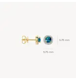 Blush Blush Oorbellen 7629YDL 14k Geelgoud 2x 0,05crt G SI Diamant en Blue Topaz