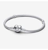 Pandora Pandora 590719-17 armband basis in 925 zilver met zilveren hart als sluiting lengte 17 cm