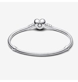 Pandora Pandora 590719-17 armband basis in 925 zilver met zilveren hart als sluiting lengte 17 cm