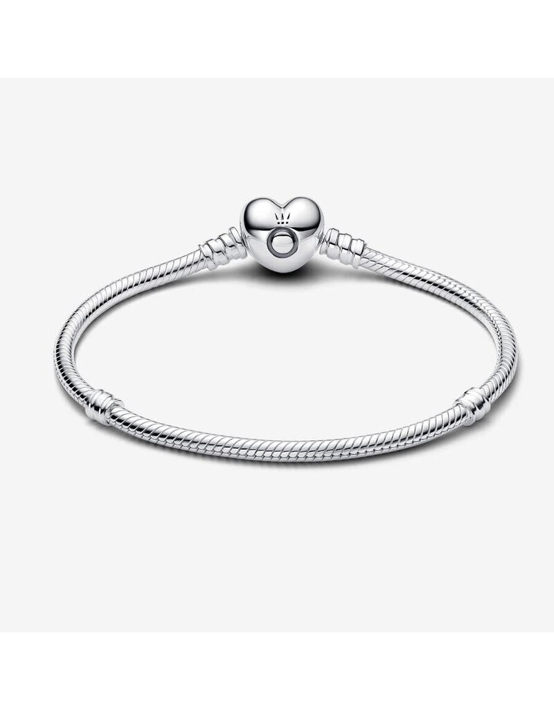 Pandora Pandora 590719-17 armband basis in 925 zilver met zilveren hart als sluiting lengte 17 cm