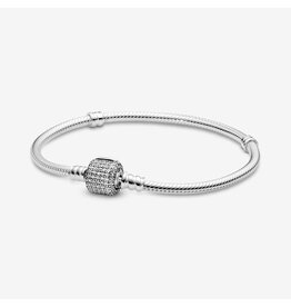 Pandora Pandora 590723CZ-17 armband basis in 925 zilver met op de sluiting pavé gezette zirkonia's lengte 17 cm