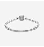 Pandora Pandora 590723CZ-17 armband basis in 925 zilver met op de sluiting pavé gezette zirkonia's lengte 17 cm