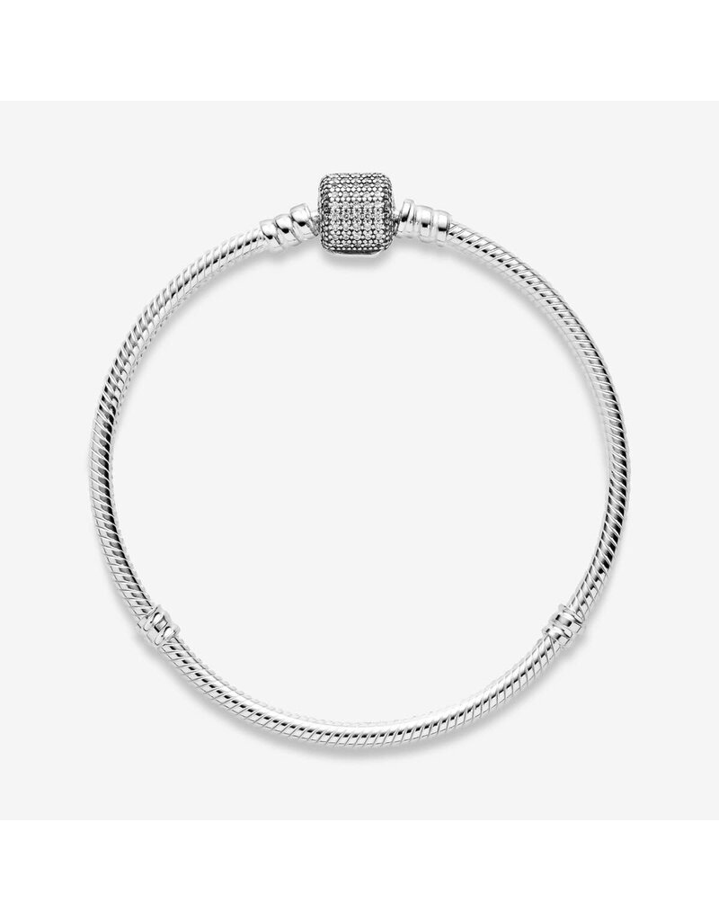 Pandora Pandora 590723CZ-17 armband basis in 925 zilver met op de sluiting pavé gezette zirkonia's lengte 17 cm