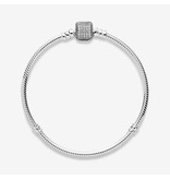 Pandora Pandora 590723CZ-20 armband basis in 925 zilver met op de sluiting pavé gezette zirkonia's lengte 20 cm