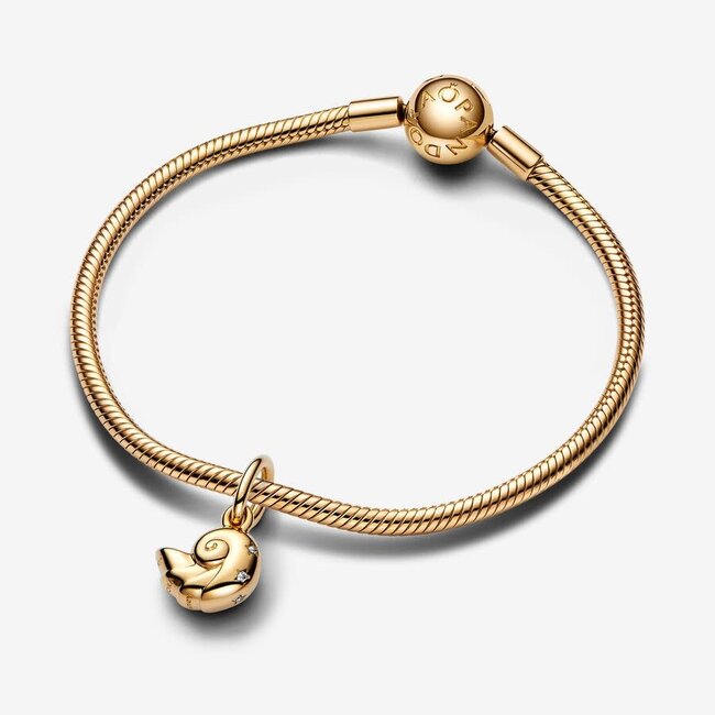 Pandora Pandora Bedel 762685C01 Zilver 14k Geelgouden Plating met Zirkonia Disney Kleine Zeemeermin Schelp 14k Gold-Plated met Zirkonia