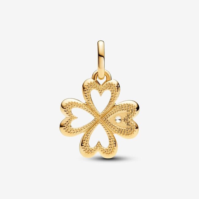 Pandora Pandora Bedel 763034C01 Zilver 14k Geelgouden Plating  Klaver met Zirkonia