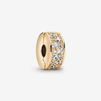 Pandora Pandora Bedel 768658C01 Zilver 14k Geelgouden Plating  met Zirkonia Clip