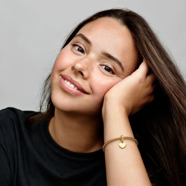 Pandora Pandora Bedel 768761C01 Zilver met 14k Geelgouden Plating Graveerbedel in Vorm van een Hart met Zirkonia