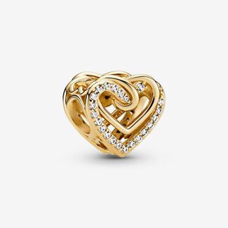 Pandora Pandora Bedel 769270C01 Zilver met 14k Geelgouden Plating Hartje met Zirkonia