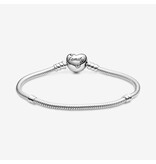 Pandora Pandora 598827C01-18 armband basis in 925 zilver met hartvormige sluiting voorzien van zirkonia lengte 18 cm