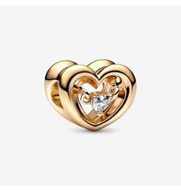 Pandora Pandora 76493C01 bedel open hart in 925 zilver goldplated met zirkonia