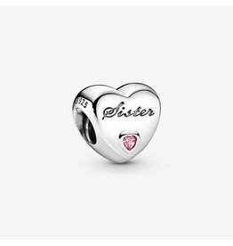 Pandora Pandora 791946PCZ bedel in 925 zilver Sister heart met rose zirkonia