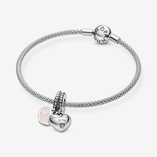 Pandora Pandora Bedel 792072EN40  925 Zilver Mother and Daugther met rose Zirkonia