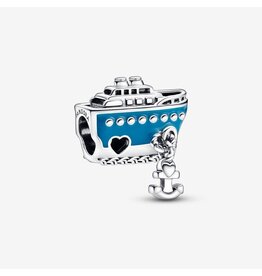 Pandora Pandora 792198C01 bedel in 925 zilver cruiseschip met blauw emaille