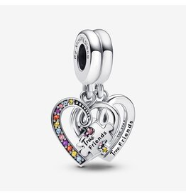 Pandora Pandora 792239C01 bedel in 925 zilver deelbaar hart bangle met multi kleur zirkonia