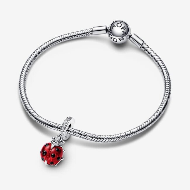 Pandora Pandora Bedel 792571C01 Zilver Lieveheersbeestje Bangle met Zirkonia en Zwart Emaille