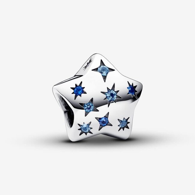 Pandora Pandora Bedel 792974C01 Zilver Ster "reach for the stars" met Stellar Blue and Icy Blue Zirkonia