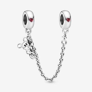 Pandora Pandora Bedel 797173CZR-05Zilver Disney Mickey Mouse Veiligheidsketting met Rood Zirkonia