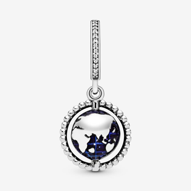 Pandora Pandora 798021cz bedel in 925 zilver wereldbol met blauw zirkonia