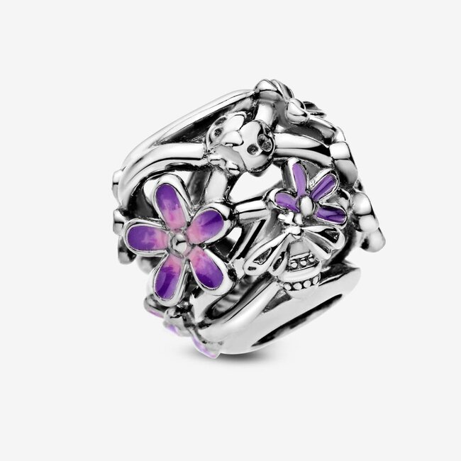Pandora Pandora Bedel 798772C02 Zilver Daisy met Paars en Pink Emaille