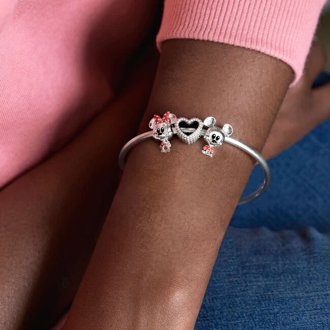 Pandora Pandora Bedel 798880C02 Zilver Disney Minnie met Rood en Zwart Emaille