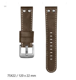 TW Steel TW Steel TWS31 horlogeband 22mm in bruin leer met stalen nieten en katoenen stiksels