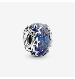Pandora Pandora 790015C00 Bedel in 925 zilver met galazy glitters en blauw Murano glas