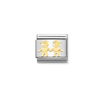Nomination Nomination Schakel 030162/68 Composable Classic Staal met 18k Geelgouden Boys/ Brothers