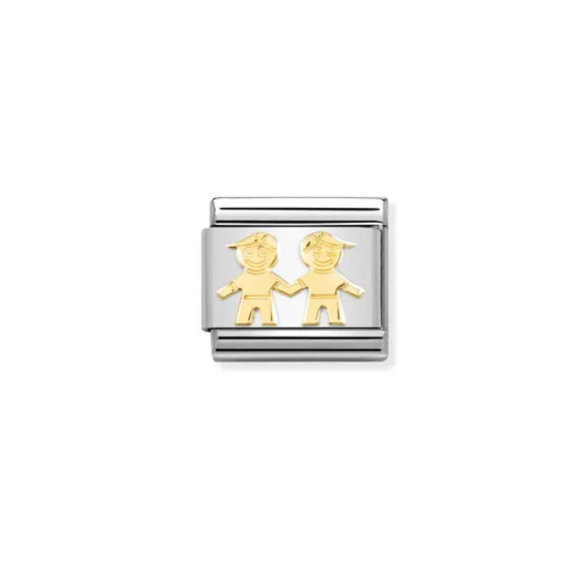 Nomination Nomination Schakel 030162/68 Composable Classic Staal met 18k Geelgouden Boys/ Brothers