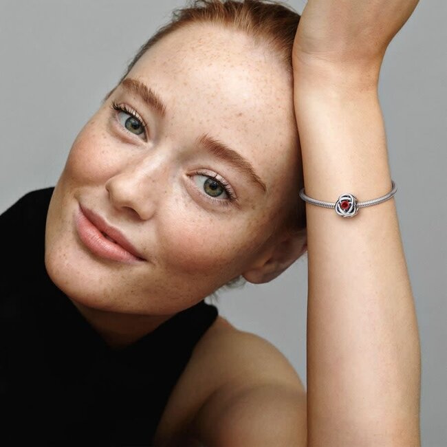 Pandora Pandora Bedel 790065C06 Zilver Geboortesteen Salsa Rode Zirkonia