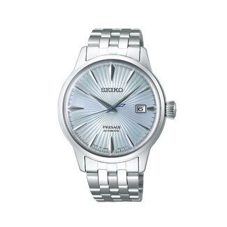 Seiko Seiko Horloge SRPE19J1 Presage Staal Automaat 50m Waterdicht met Licht Blauwe Wijzerplaat 40mm