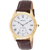 Seiko Seiko SRK050P1 Heren horloge goud met bruin leren band en witte wijzerplaat en sapphire glas