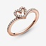 Pandora Pandora Ring 189302C01-56 Zilver met Roségouden Plating met Hart en Zirkonia's Maat 56